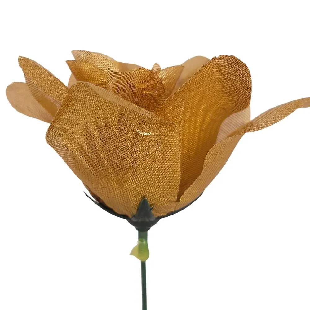 Gold Metallic Silk Roses 3